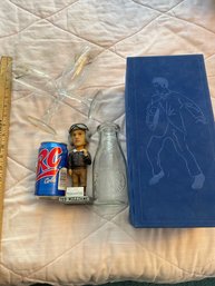 Lot Of Collectibles Bobble Head Elvis Champagne Glasses RC Soda (Full) Milk Glass (BlueBR)