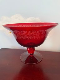 Vintage Italian Ruby Red Pedastool Bowl (BlueBR)