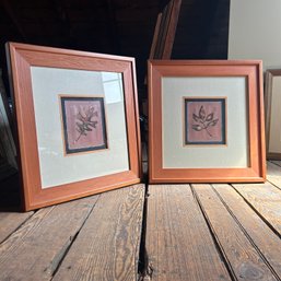 Pair Of Framed Leaf Art Prints (attic)