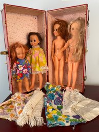 Lot Of Vintage Chrissy Dolls - Global Toy Co 1970's Clothing And Red Metal Wardrobe (BlueBR)