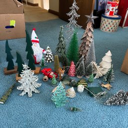 Awesome Lot Of Vintage/Modern Christmas Holiday Decor - Trees Galore! Glass, Plastic, Wood, Etc. (BlueBR)