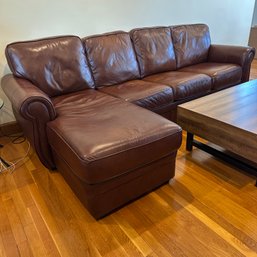 Jordan's Furniture Brown Leather Sectional Sofa With Chaise (*85813* - LR)