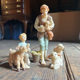 Vintage SERAPHIM CLASSICS Nativity Shepherd And Animals (attic)