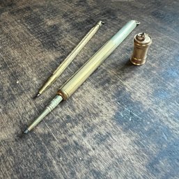 Antique Gold-filled Mechanical Pencils With Cap Piece