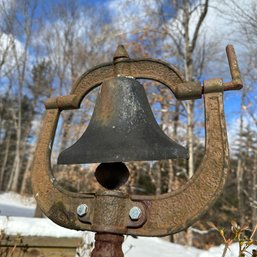 Cool Vintage Iron Bell On Tall Pole (left Side Of Driveway)