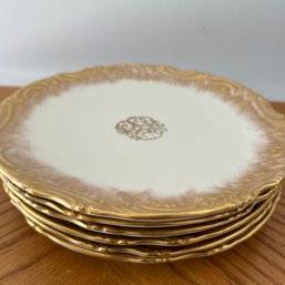 Set Of 6 Belleek Willets Gold Rimmed Plates (Garage)