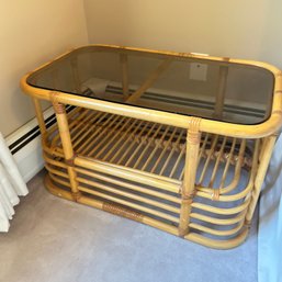 Rattan Glass Topped Small Table (BR1)