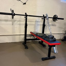 Gold's Gym Weight Bench With Extra Bar And Weights (Basement)