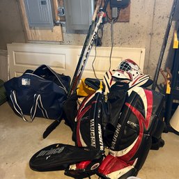 HUGE Hockey Lot - All Items Shown Plus More In Large Gear Bags: Sticks, Pads, Skates, Etc. (Basement)