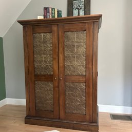 Gorgeous Solid Wood & Metal Media Armoire, Local Craftsman Made, See Details (BR)