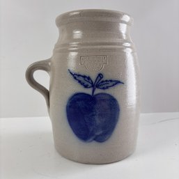 Salmon Falls Stoneware Jug/vase With Handle And Blue Apple Design (MR)