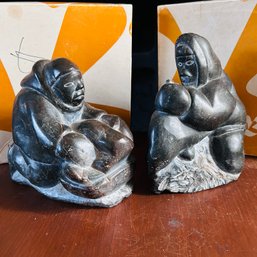 Pair Of Hand Crafted Canadian Eskimo Art Pieces (DR Closet)