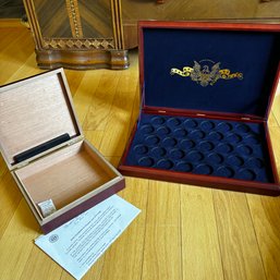 Neat Humidor And Half Dollar Coin Collector- Both Appear New  (LR)