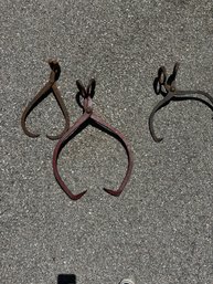 Trio Of Antique Metal Ice Tongs (Garage)