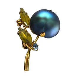 Vintage Austria Frosted Glass Plum Brooch