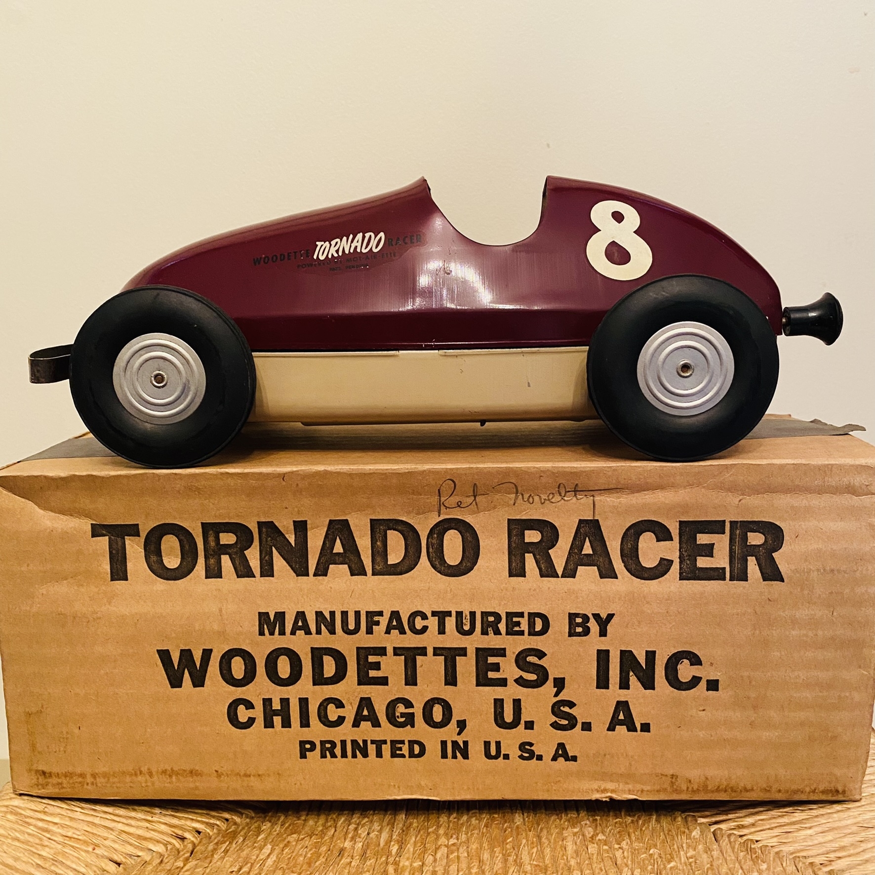 Vintage Woodette Division Mechanical Tornado Racer With Original