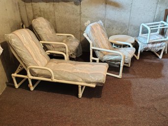 White PVC Frame Patio Deck Set