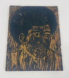 Vintage African American Wood Carved Print Plate
