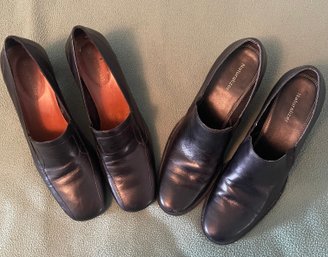 Woman's Naturalizer Black Leather Slip-ons Shoes