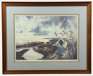 John Gnatek Framed W/C Forgotten Boat Landscape Print