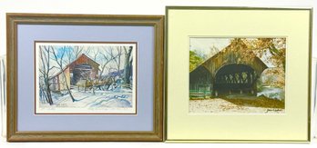 Framed Covered Bridge Print And Covered Bridge Photograph