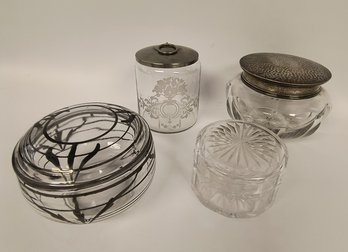 Lot Of Four Covered Jars / Sterling