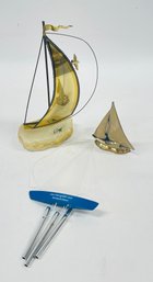 Nautiacal Sailboat Items That Includes A Demott Signed Sculpture