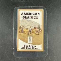 American Grain Co One Grain .999 Fine Silver Bar