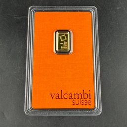 Valcambi Suisse 1/2 Gram 999.9 Fine Gold Bar