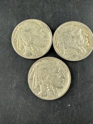 Lot Of 3 Buffalo Nickels 1936, 1936-D, 1936-S