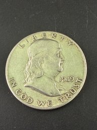 1949 Ben Franklin Silver Half Dollar