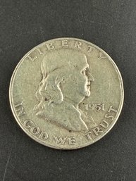1951-D Ben Franklin Silver Half Dollar