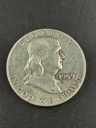 1959 Ben Franklin Silver Half Dollar