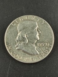 1959-D Ben Franklin Silver Half Dollar