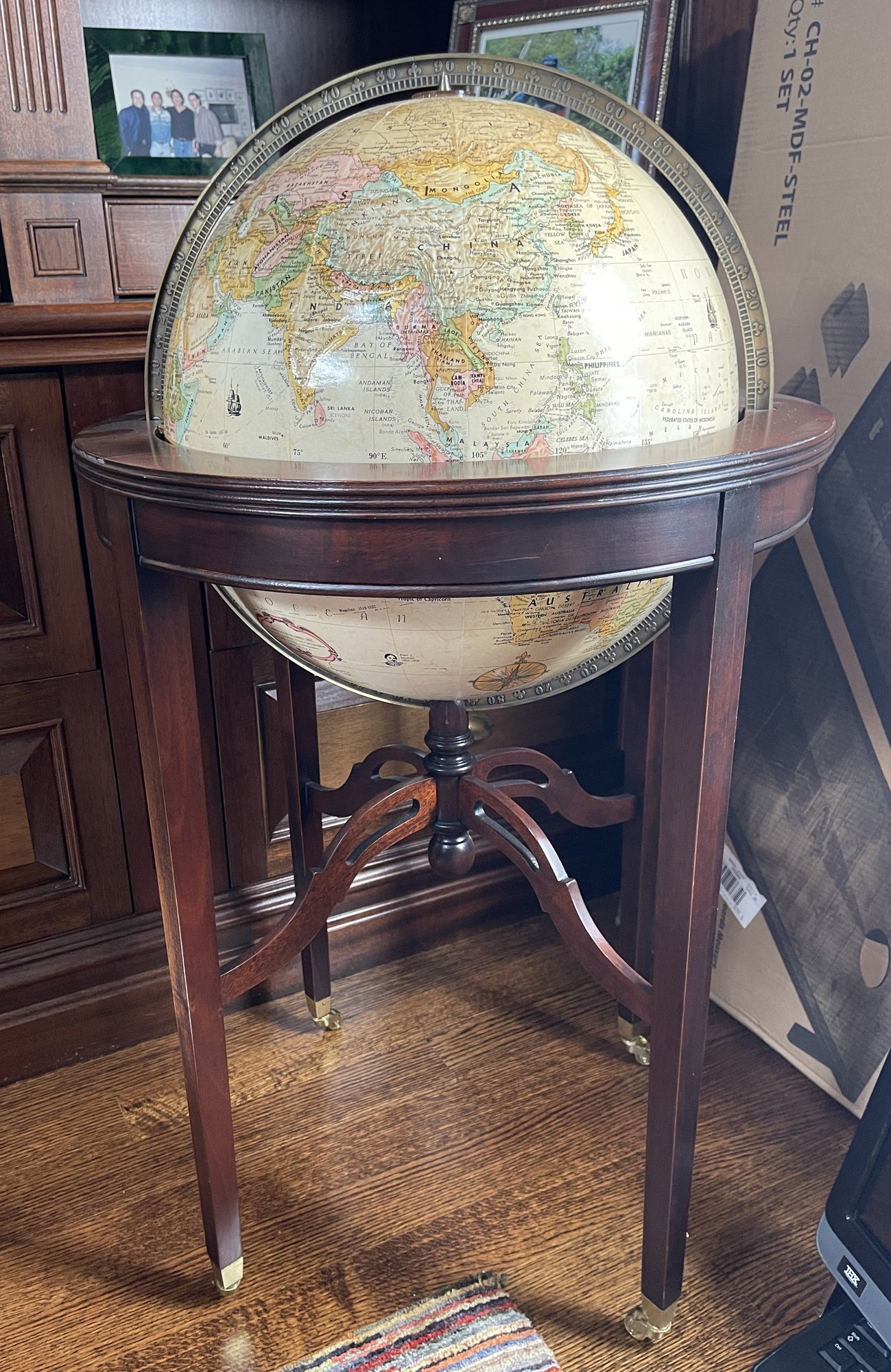 REPLOGLE 16 INCH DIAMETER WORLD CLASSIC GLOBE ON STAND WITH BRASS ...