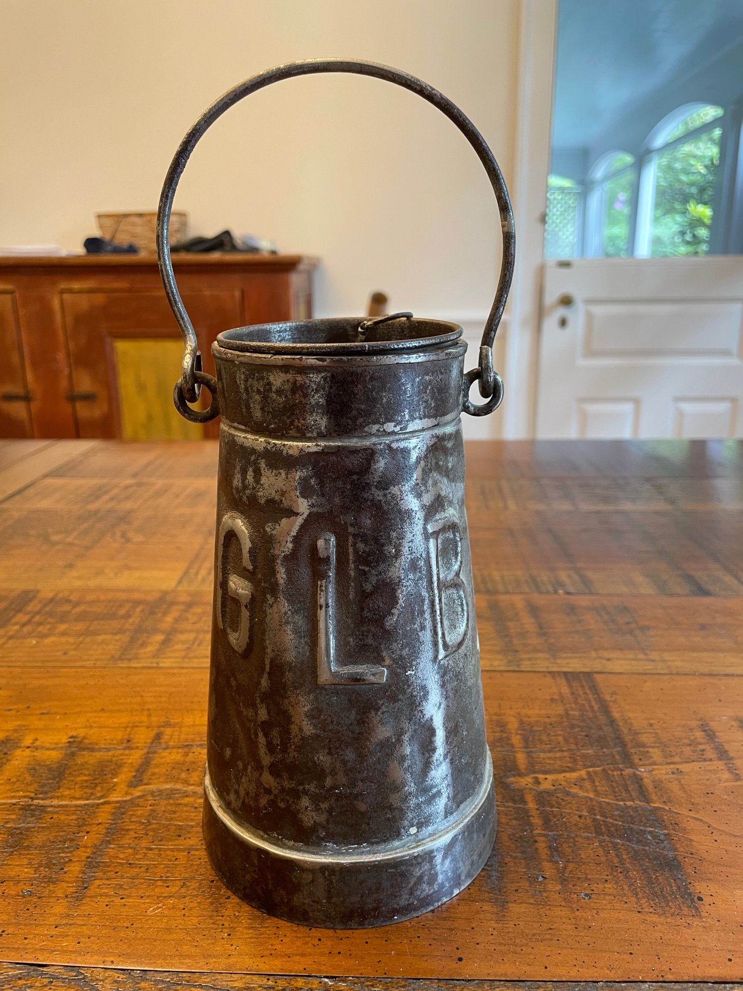 Rustic Metal Container French Vintage Zinc Galvanised Milk Churn Rustic Pot Metal Container ...
