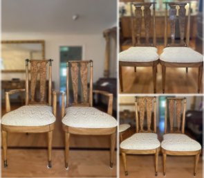 Set Of 6 Mid-Century Modern J.L. Metz 'Contempora' Cherry And Burlwood Dining Chairs