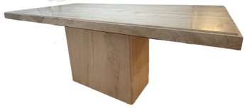 Vintage 1970s Postmodern Italian Travertine Rectangular Pedestal Dining Table