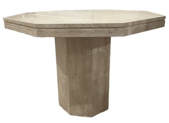 Vintage Italian Postmodern Octagonal Travertine Dining Table, Circa 1970s