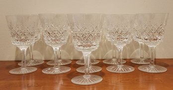 SET OF 11 STUART CRYSTAL CUT GOBLET WINE GLASSES