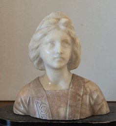 Signed Vintage Alabaster Bust In The Style Of Professor Giuseppe Bessi