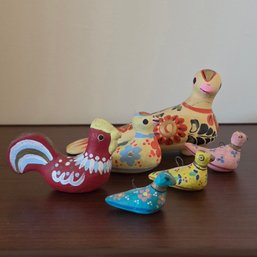 Collection Of Vintage Mexican Tonala Pottery Bird Figurines, A Popular Form Of Folk Art Collectibles