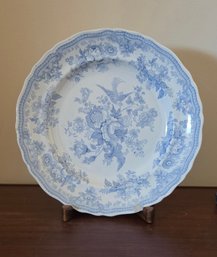Antique Plate Featuring The 'Asiatic Pheasants' Blue Transferware Pattern