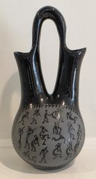 Authentic Maria Adelicia 2011 Signed Blackware Pueblo Wedding Vase