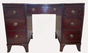 Vintage Federal Style Mahogany Double Pedestal Desk