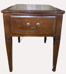 Antique Federal-style Mahogany Side Table With Leather Inlaid Top By Rapids Furniture