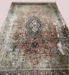 Vintage Hand-knotted Silk Persian-style Rug