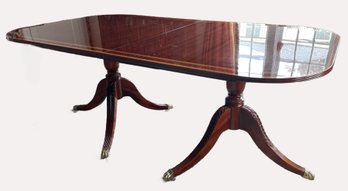 Federal Style Mahogany Double Pedestal Dining Table With Two Leaves