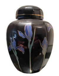 OTAGIRI JAPAN BLUE IRIS PORCELAIN GINGER JAR