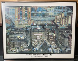 Signed And Framed Vintage Exhibition Poster For 'Hostos Celebrates Fasanella'